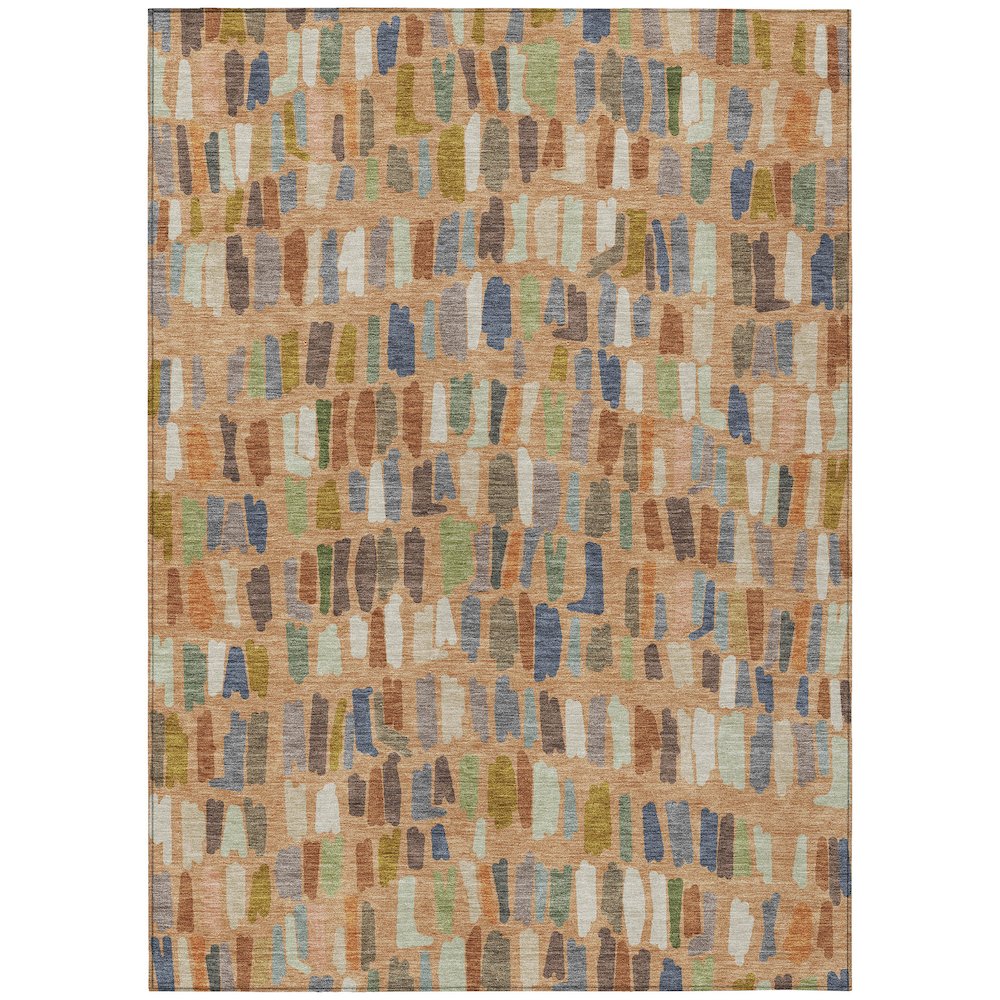 Machine Washable Indoor/Outdoor Chantille ACN2377 Orange 5' x 7'6" Rug. Picture 1
