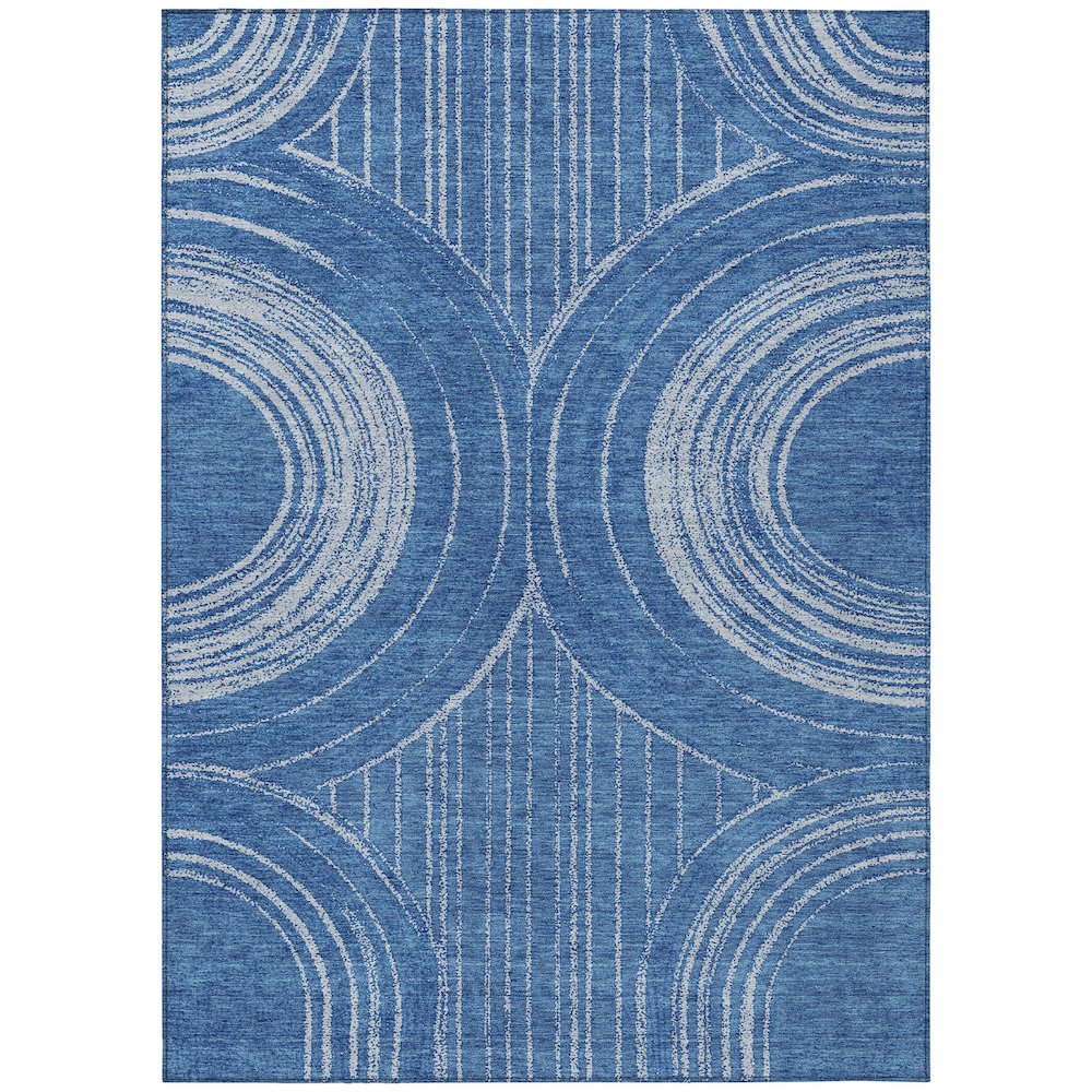 Machine Washable Indoor/Outdoor Chantille ACN2380 Blue 5' x 7'6" Rug. Picture 1