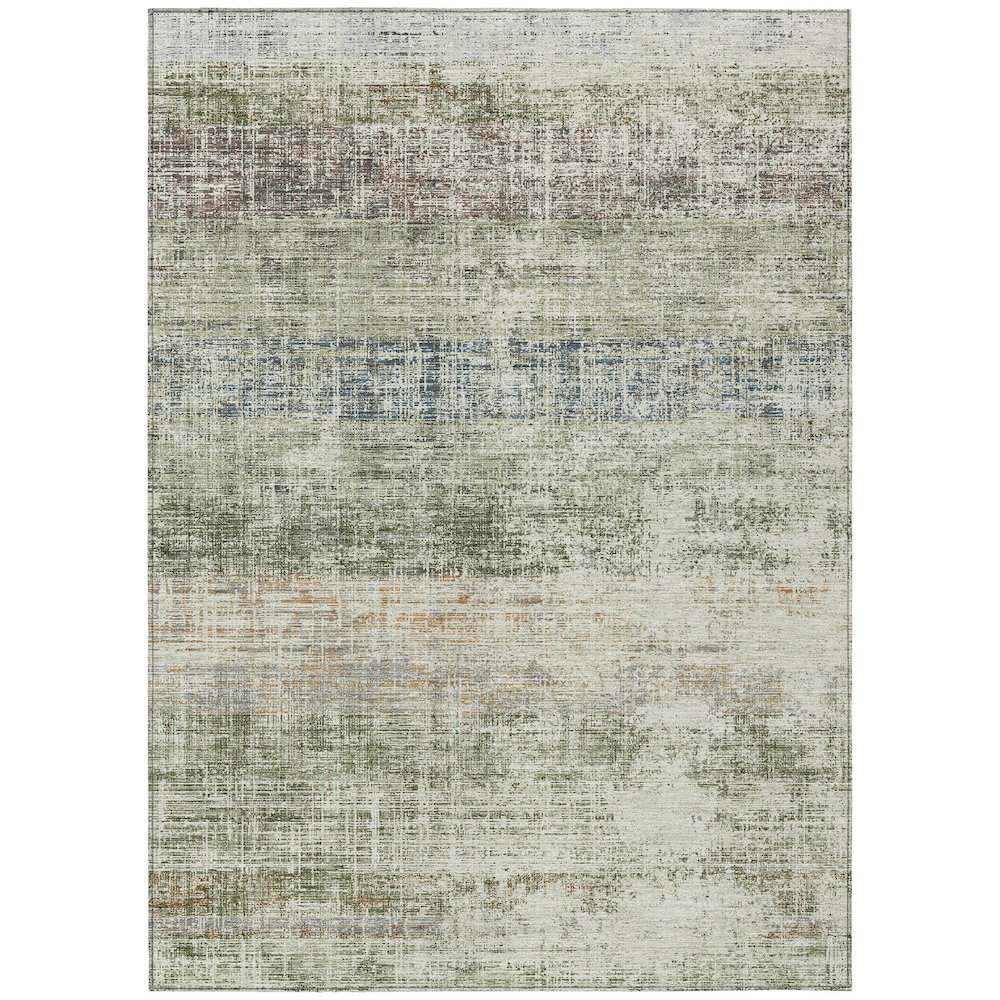 Machine Washable Indoor/Outdoor Chantille ACN2388 Green 5' x 7'6" Rug. Picture 1