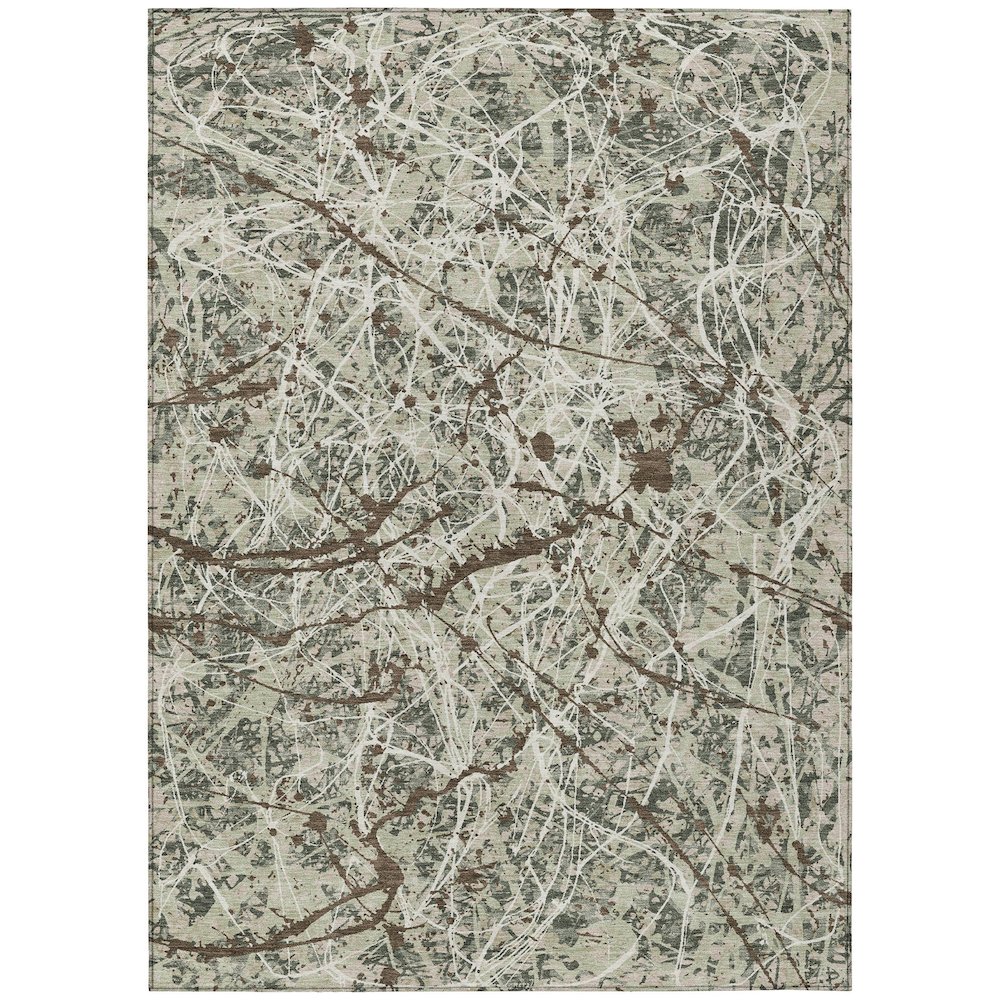 Machine Washable Indoor/Outdoor Chantille ACN2389 Green 5' x 7'6" Rug. Picture 1