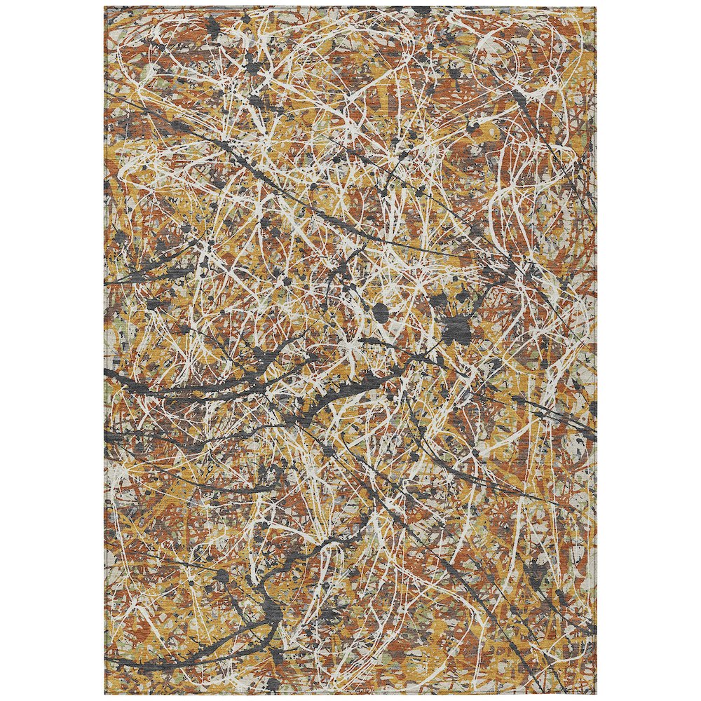Machine Washable Indoor/Outdoor Chantille ACN2389 Gold 5' x 7'6" Rug. Picture 1