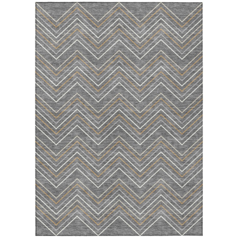 Machine Washable Indoor/Outdoor Chantille ACN2391 Gray 5' x 7'6" Rug. Picture 1