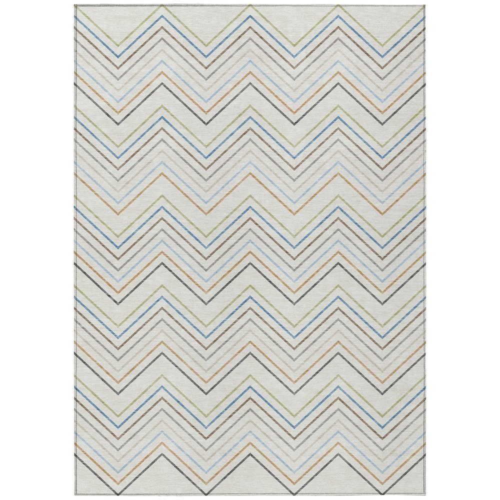 Machine Washable Indoor/Outdoor Chantille ACN2392 Ivory 5' x 7'6" Rug. Picture 1