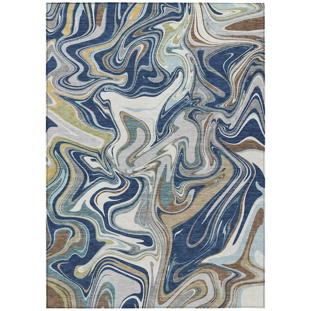 Machine Washable Indoor/Outdoor Chantille ACN2395 Blue 5' x 7'6" Rug. Picture 1