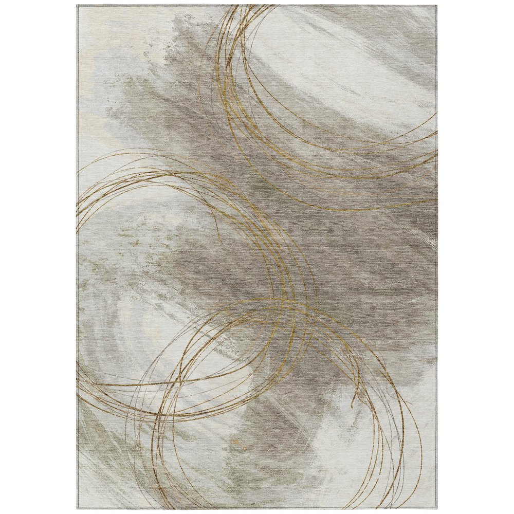 Machine Washable Indoor/Outdoor Chantille ACN2396 Brown 5' x 7'6" Rug. Picture 1