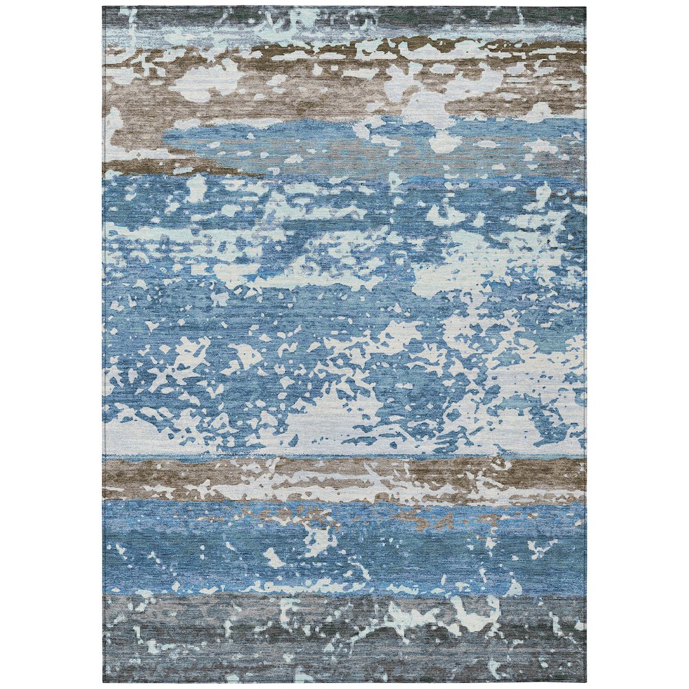 Machine Washable Indoor/Outdoor Chantille ACN2398 Blue 5' x 7'6" Rug. Picture 1
