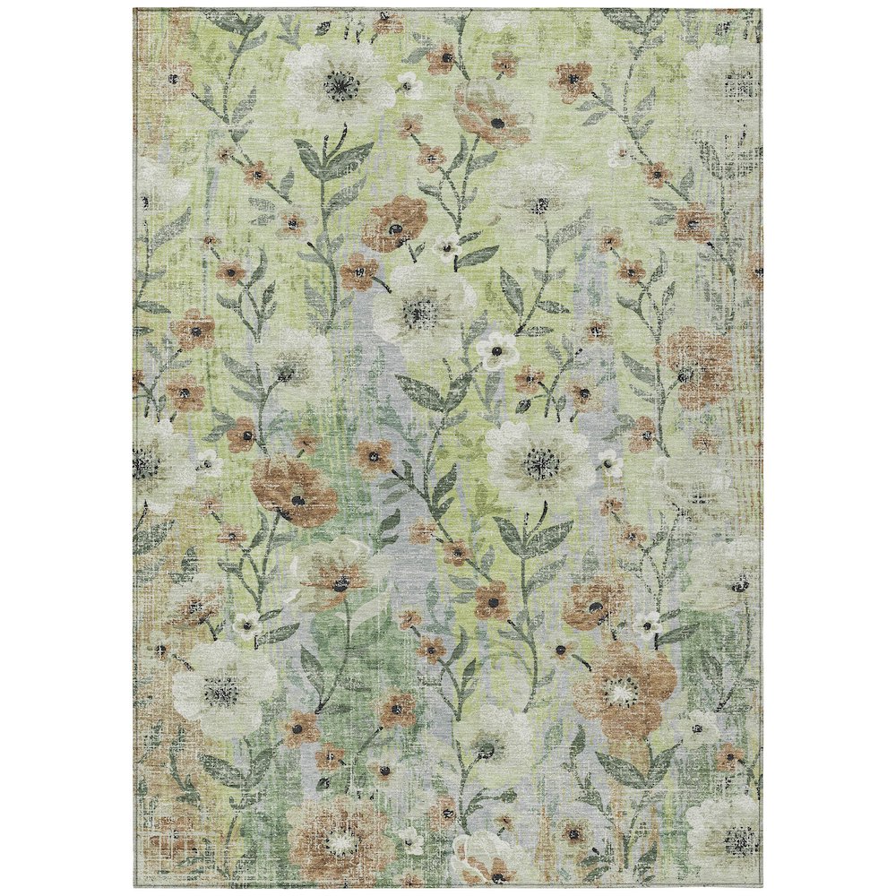 Machine Washable Indoor/Outdoor Chantille ACN2403 Green 5' x 7'6" Rug. Picture 1