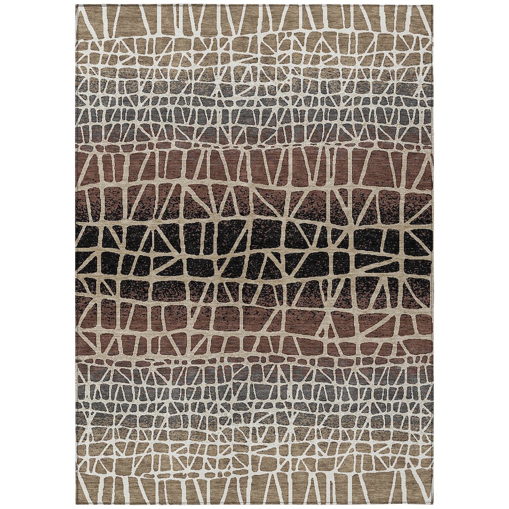 Machine Washable Indoor/Outdoor Chantille ACN2404 Brown 5' x 7'6" Rug. Picture 1