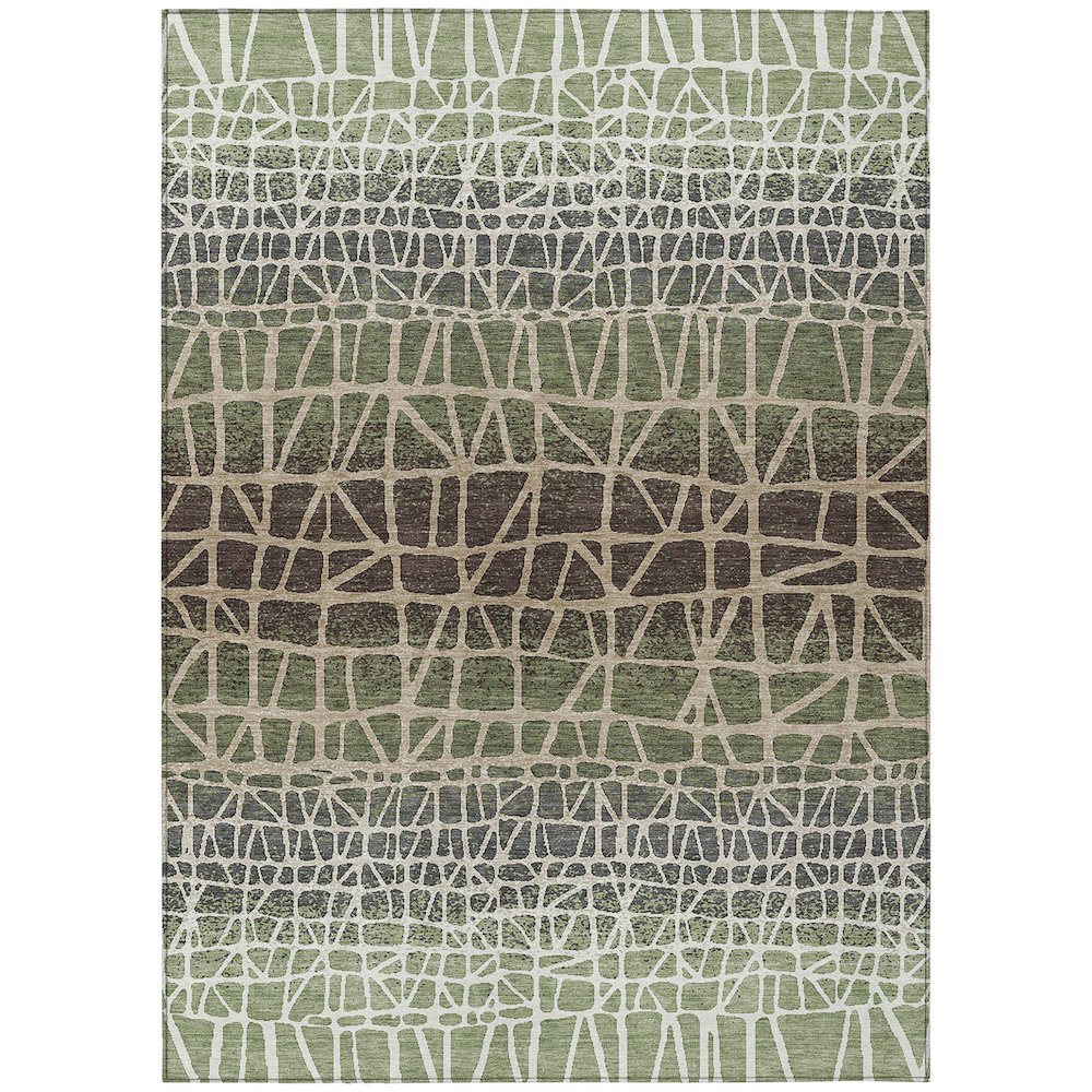 Machine Washable Indoor/Outdoor Chantille ACN2404 Green 5' x 7'6" Rug. Picture 1