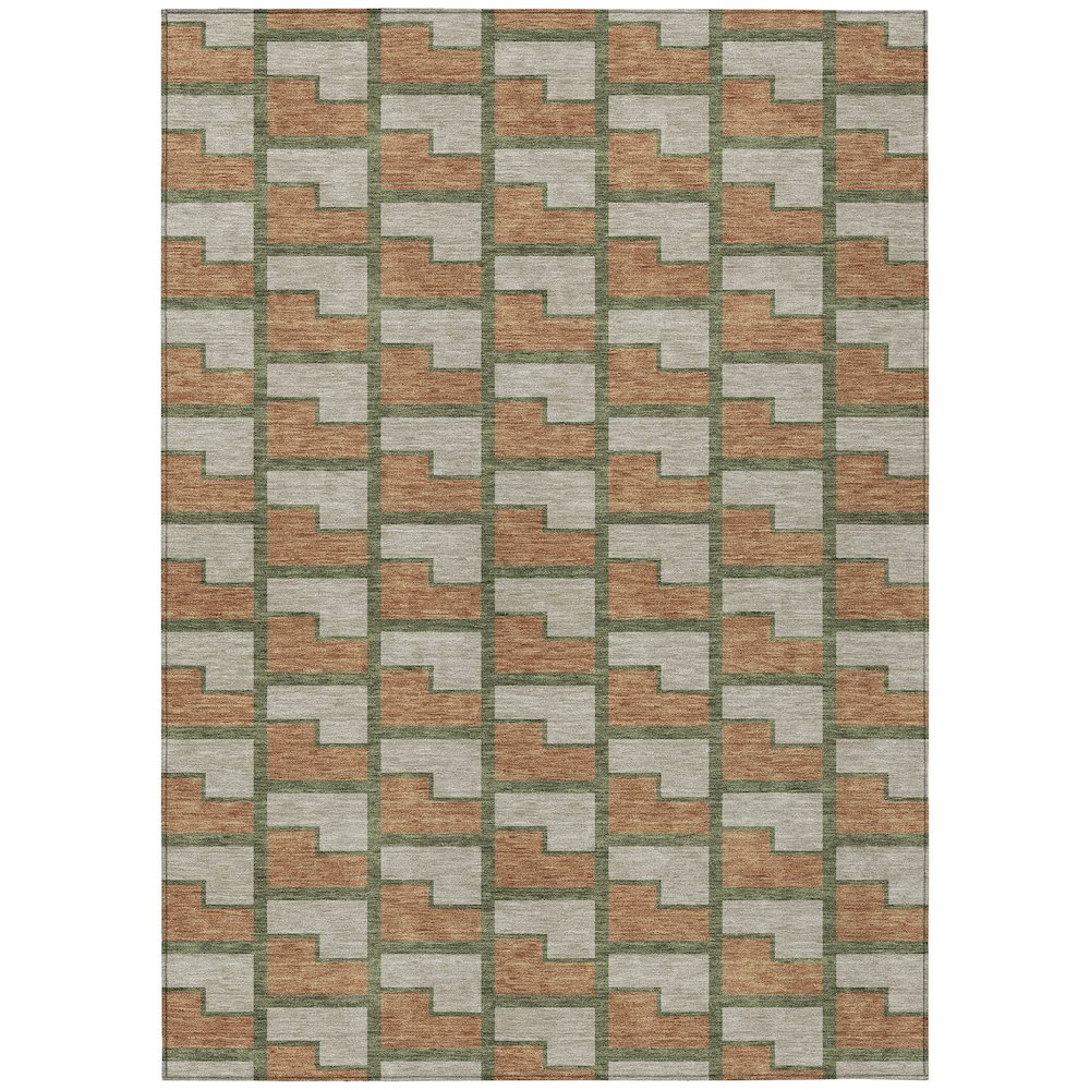 Machine Washable Indoor/Outdoor Chantille ACN2416 Orange 5' x 7'6" Rug. Picture 1