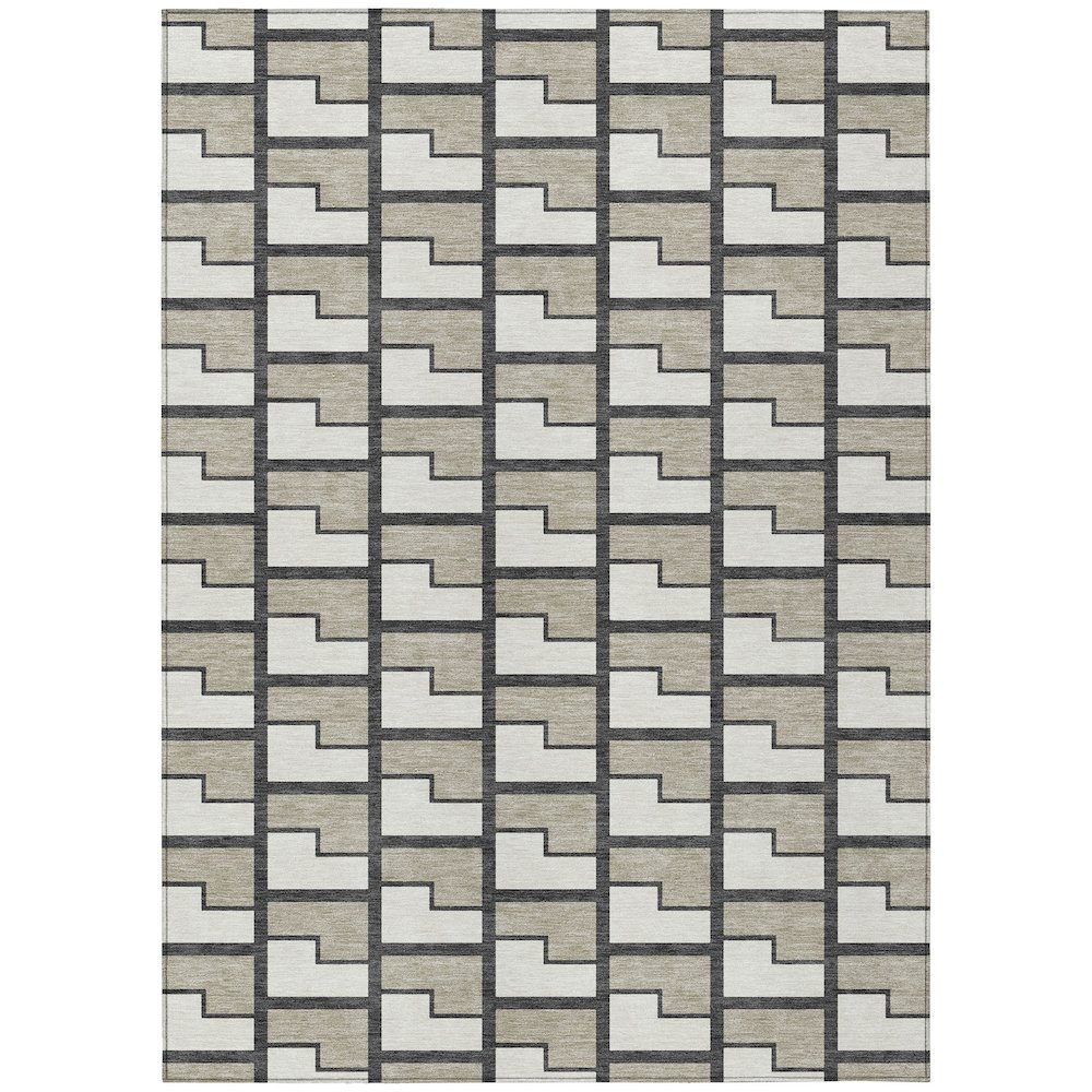 Machine Washable Indoor/Outdoor Chantille ACN2416 Ivory 5' x 7'6" Rug. Picture 1