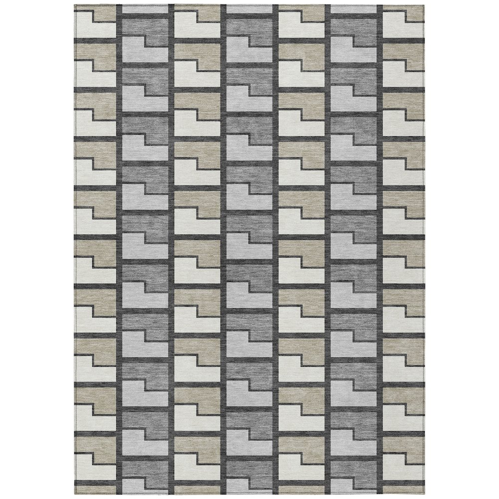 Machine Washable Indoor/Outdoor Chantille ACN2417 Ivory 5' x 7'6" Rug. Picture 1