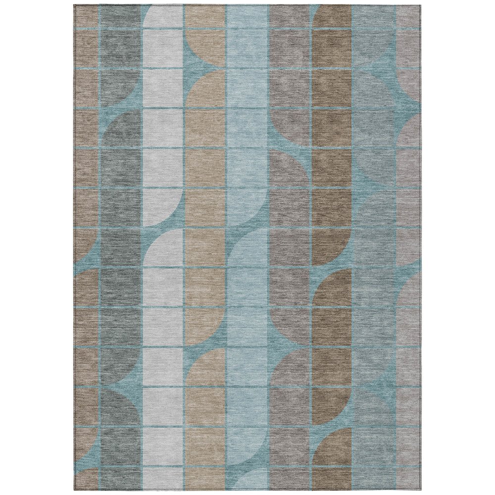 Machine Washable Indoor/Outdoor Chantille ACN2418 Teal 5' x 7'6" Rug. Picture 1