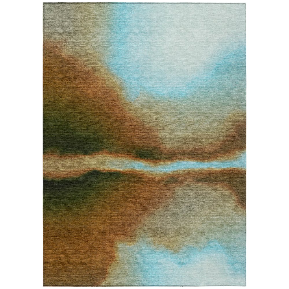 Machine Washable Indoor/Outdoor Chantille ACN2419 Blue 5' x 7'6" Rug. Picture 1