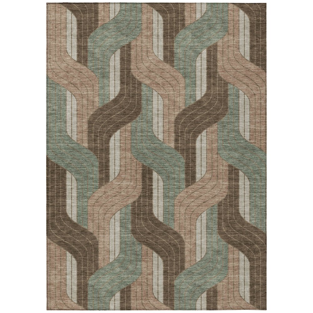 Machine Washable Indoor/Outdoor Chantille ACN2422 Brown 5' x 7'6" Rug. Picture 1