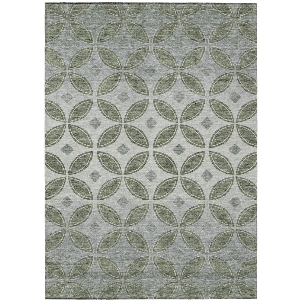 Machine Washable Indoor/Outdoor Chantille ACN2423 Green 5' x 7'6" Rug. Picture 1