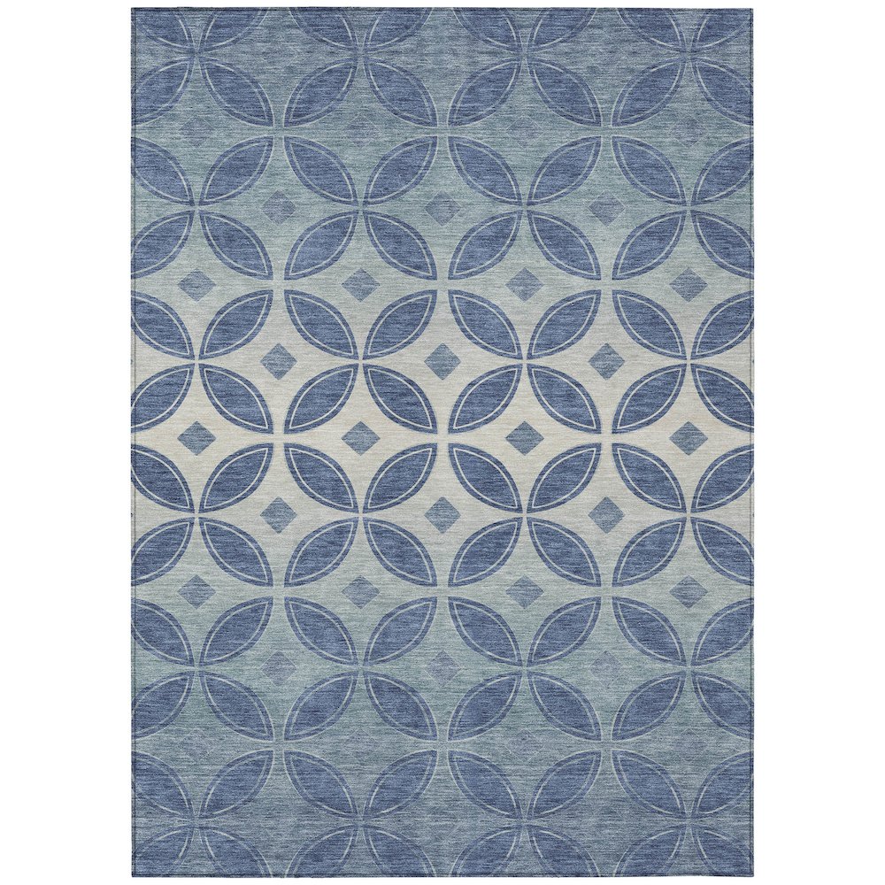 Machine Washable Indoor/Outdoor Chantille ACN2423 Teal 5' x 7'6" Rug. Picture 1