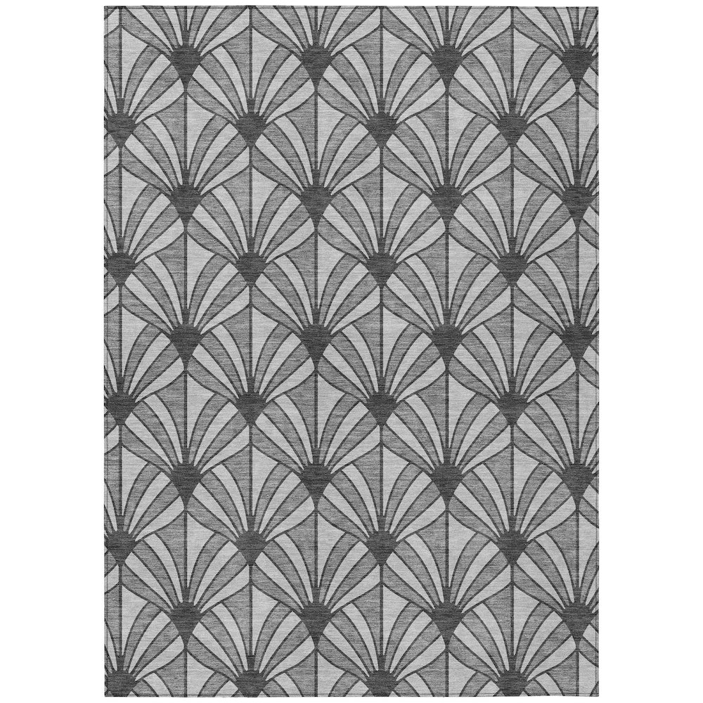 Machine Washable Indoor/Outdoor Chantille ACN2426 Gray 5' x 7'6" Rug. Picture 1
