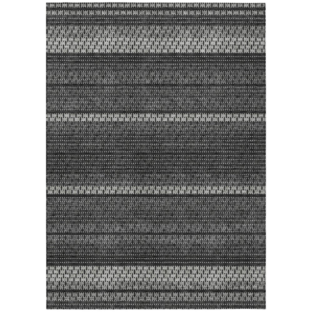 Machine Washable Indoor/Outdoor Chantille ACN2427 Black 5' x 7'6" Rug. Picture 1