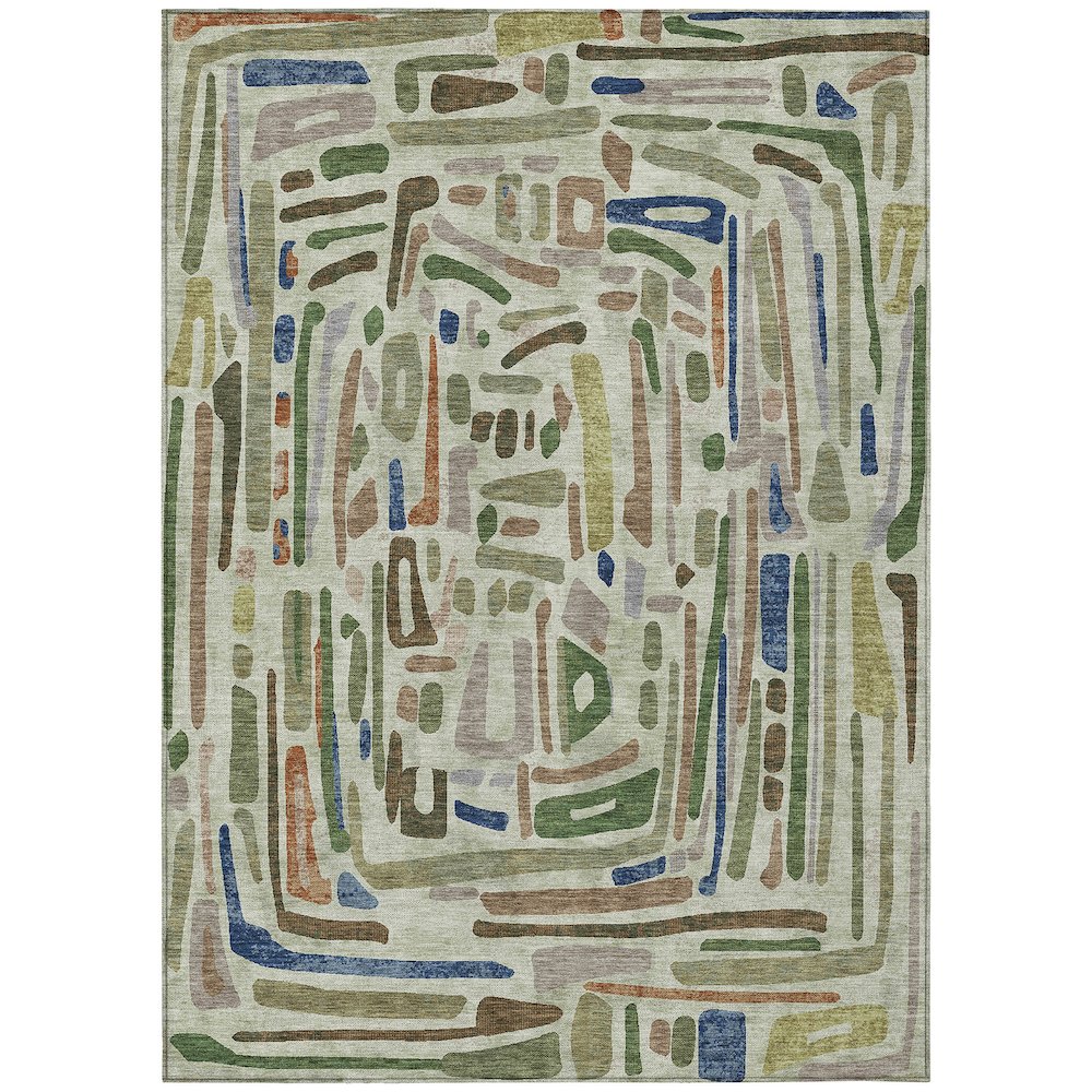 Machine Washable Indoor/Outdoor Chantille ACN2432 Green 5' x 7'6" Rug. Picture 1