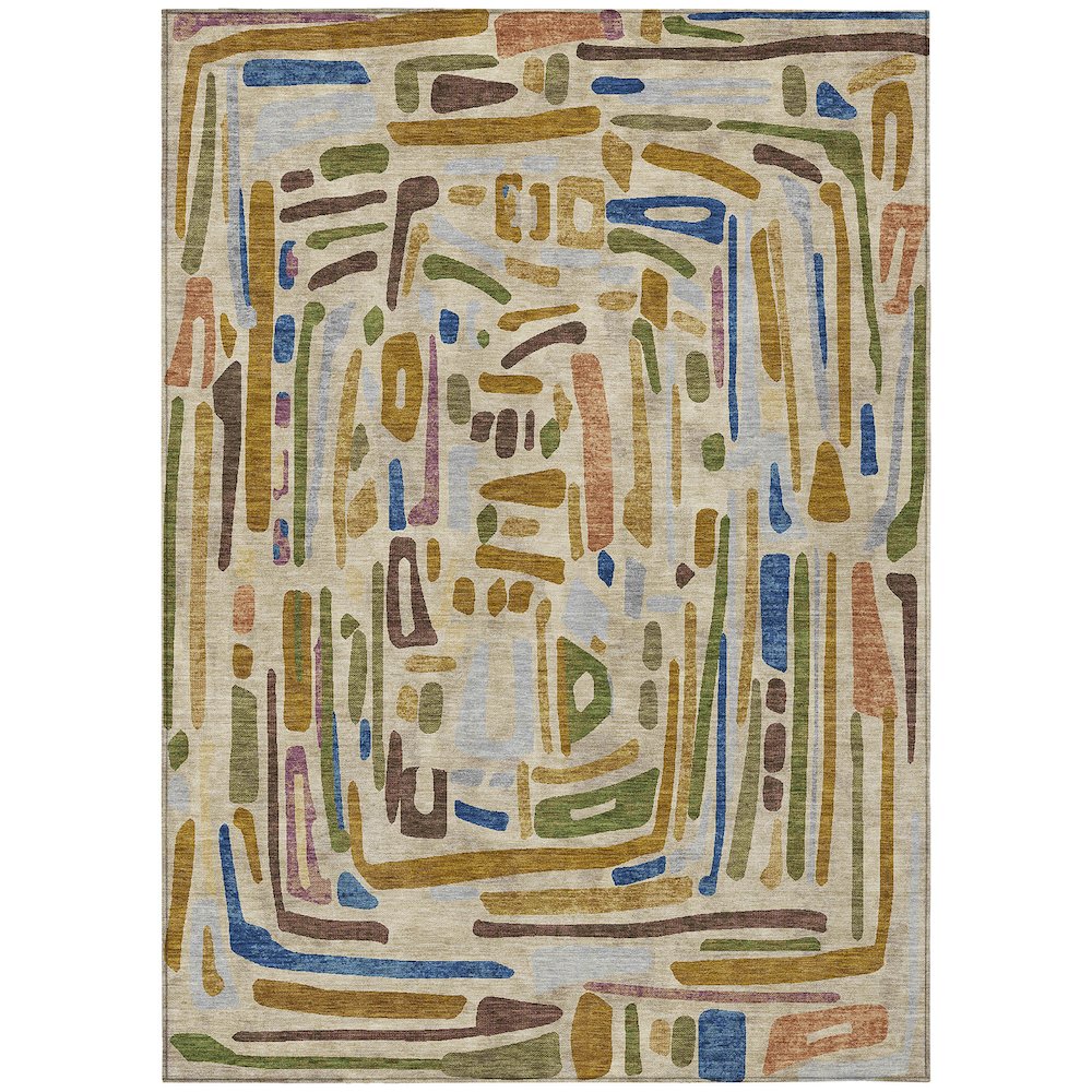 Machine Washable Indoor/Outdoor Chantille ACN2432 Brown 5' x 7'6" Rug. Picture 1