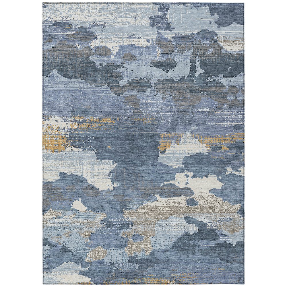Machine Washable Indoor/Outdoor Chantille ACN2434 Blue 5' x 7'6" Rug. Picture 1