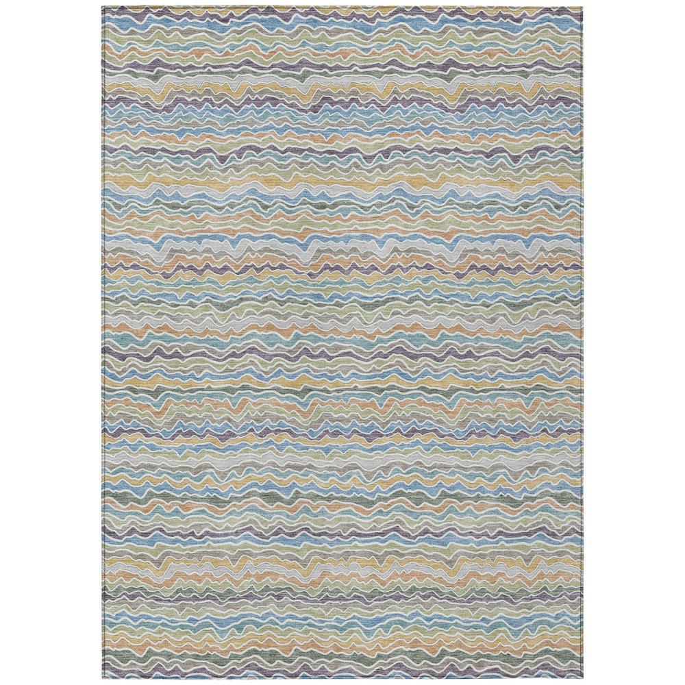 Machine Washable Indoor/Outdoor Chantille ACN2436 Blue 5' x 7'6" Rug. Picture 1