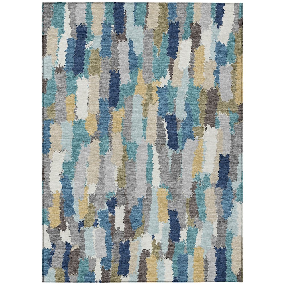 Machine Washable Indoor/Outdoor Chantille ACN2437 Teal 5' x 7'6" Rug. Picture 1