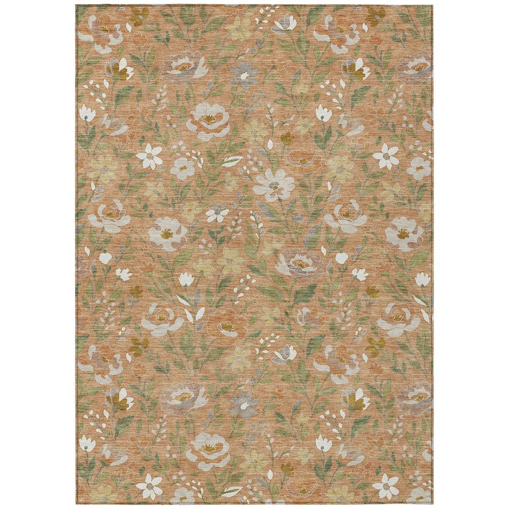 Machine Washable Indoor/Outdoor Chantille ACN2438 Orange 5' x 7'6" Rug. Picture 1
