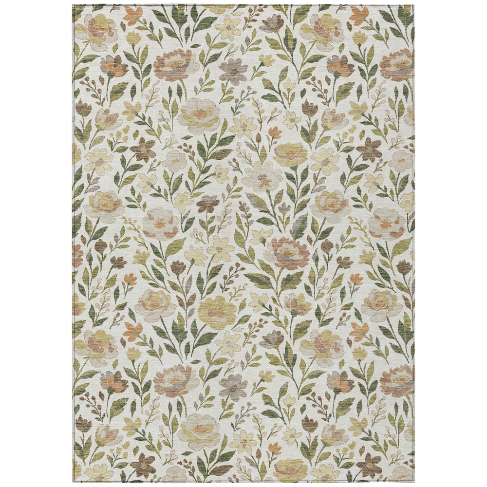 Machine Washable Indoor/Outdoor Chantille ACN2438 Ivory 5' x 7'6" Rug. Picture 1