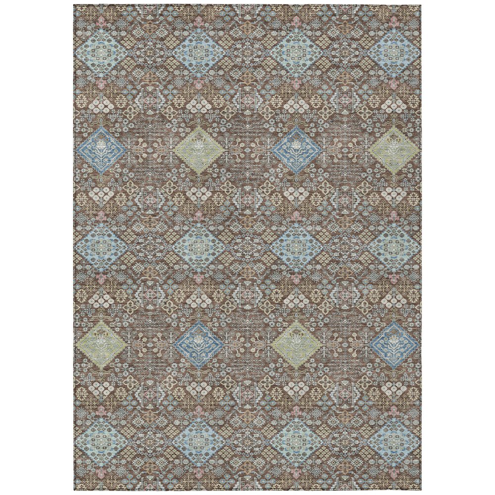 Machine Washable Indoor/Outdoor Chantille ACN2440 Brown 5' x 7'6" Rug. Picture 1