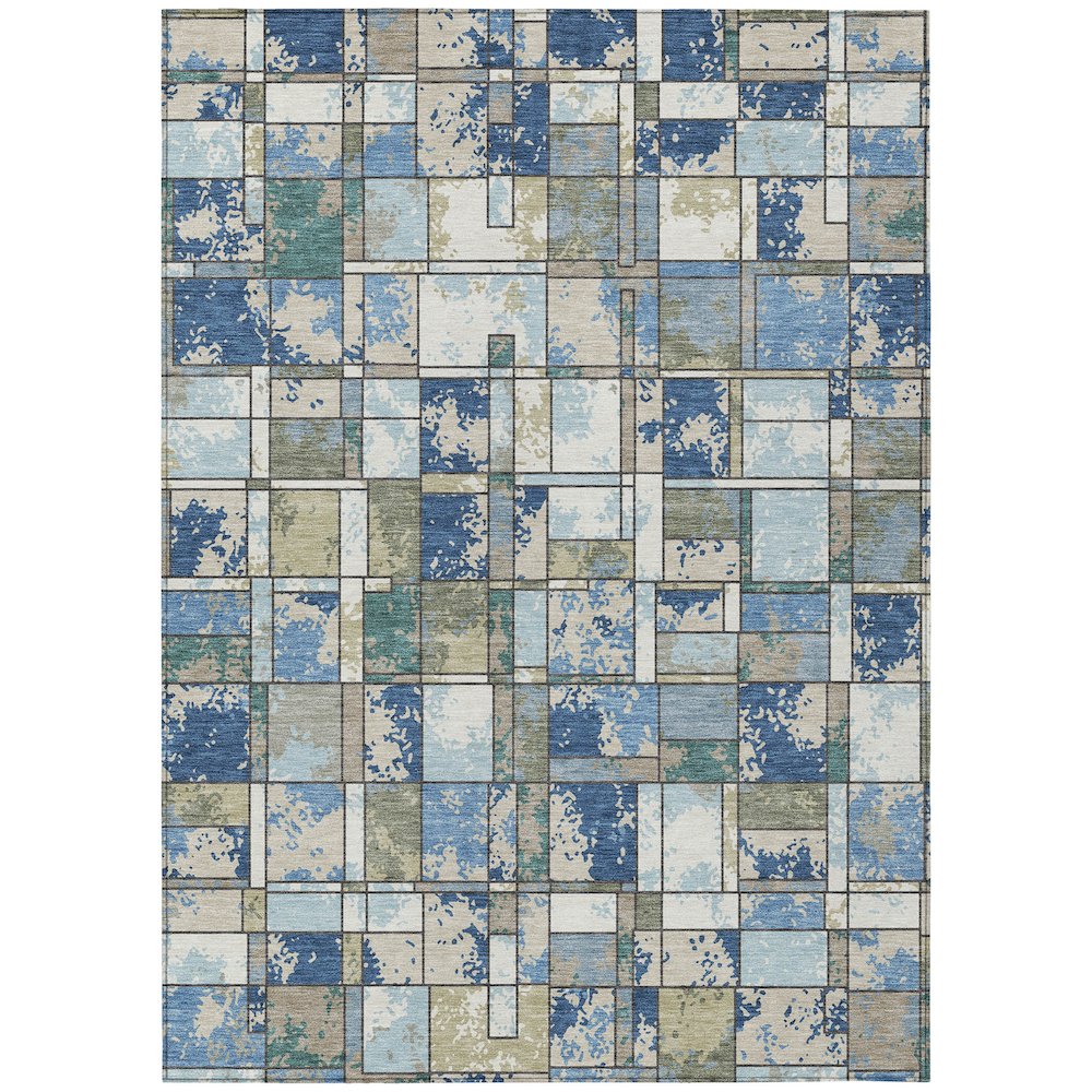 Machine Washable Indoor/Outdoor Chantille ACN2442 Blue 5' x 7'6" Rug. Picture 1