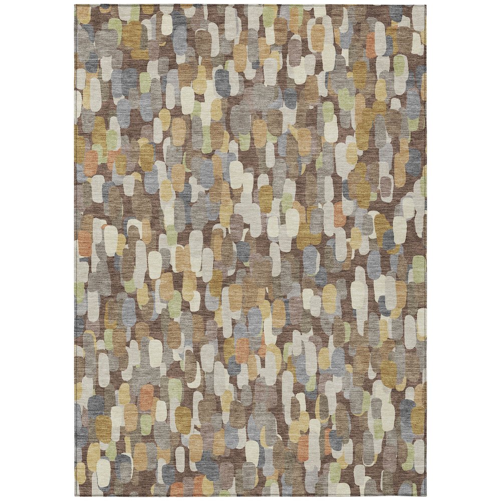Machine Washable Indoor/Outdoor Chantille ACN2451 Brown 5' x 7'6" Rug. Picture 1