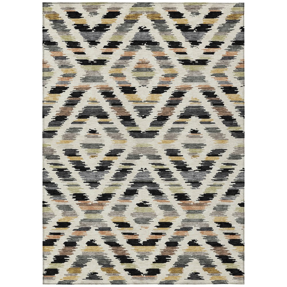 Machine Washable Indoor/Outdoor Chantille ACN2453 Black 5' x 7'6" Rug. Picture 1