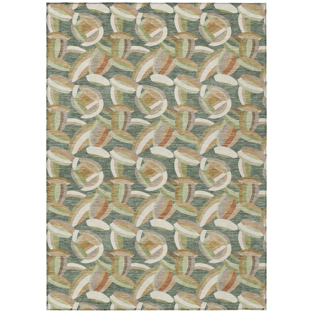 Machine Washable Indoor/Outdoor Chantille ACN2454 Green 5' x 7'6" Rug. Picture 1