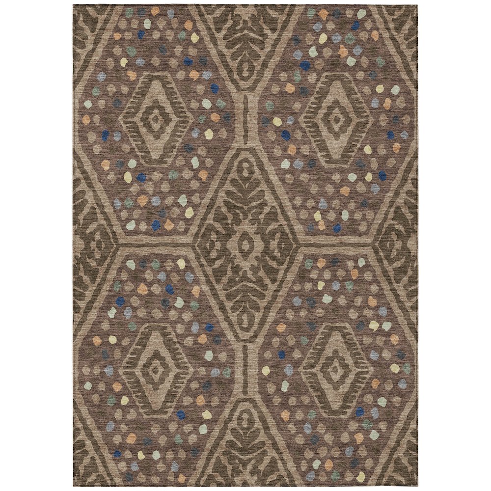 Machine Washable Indoor/Outdoor Chantille ACN2457 Brown 5' x 7'6" Rug. Picture 1