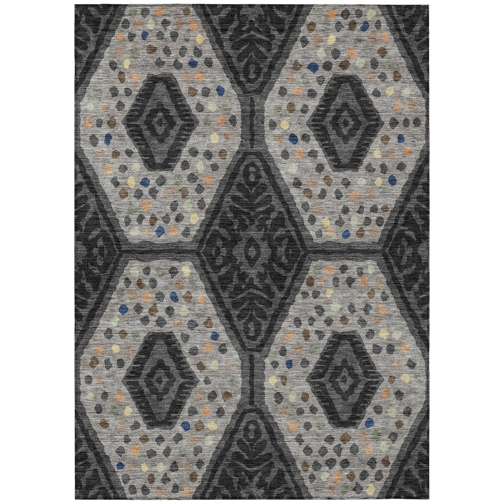 Machine Washable Indoor/Outdoor Chantille ACN2457 Gray 5' x 7'6" Rug. Picture 1
