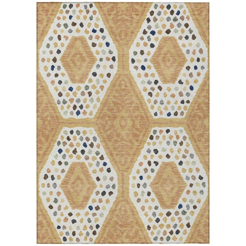 Machine Washable Indoor/Outdoor Chantille ACN2457 Gold 5' x 7'6" Rug. Picture 1