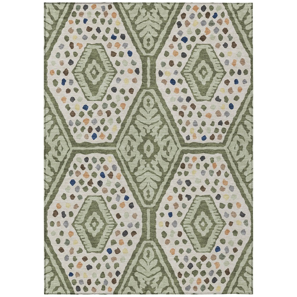 Machine Washable Indoor/Outdoor Chantille ACN2457 Green 5' x 7'6" Rug. Picture 1