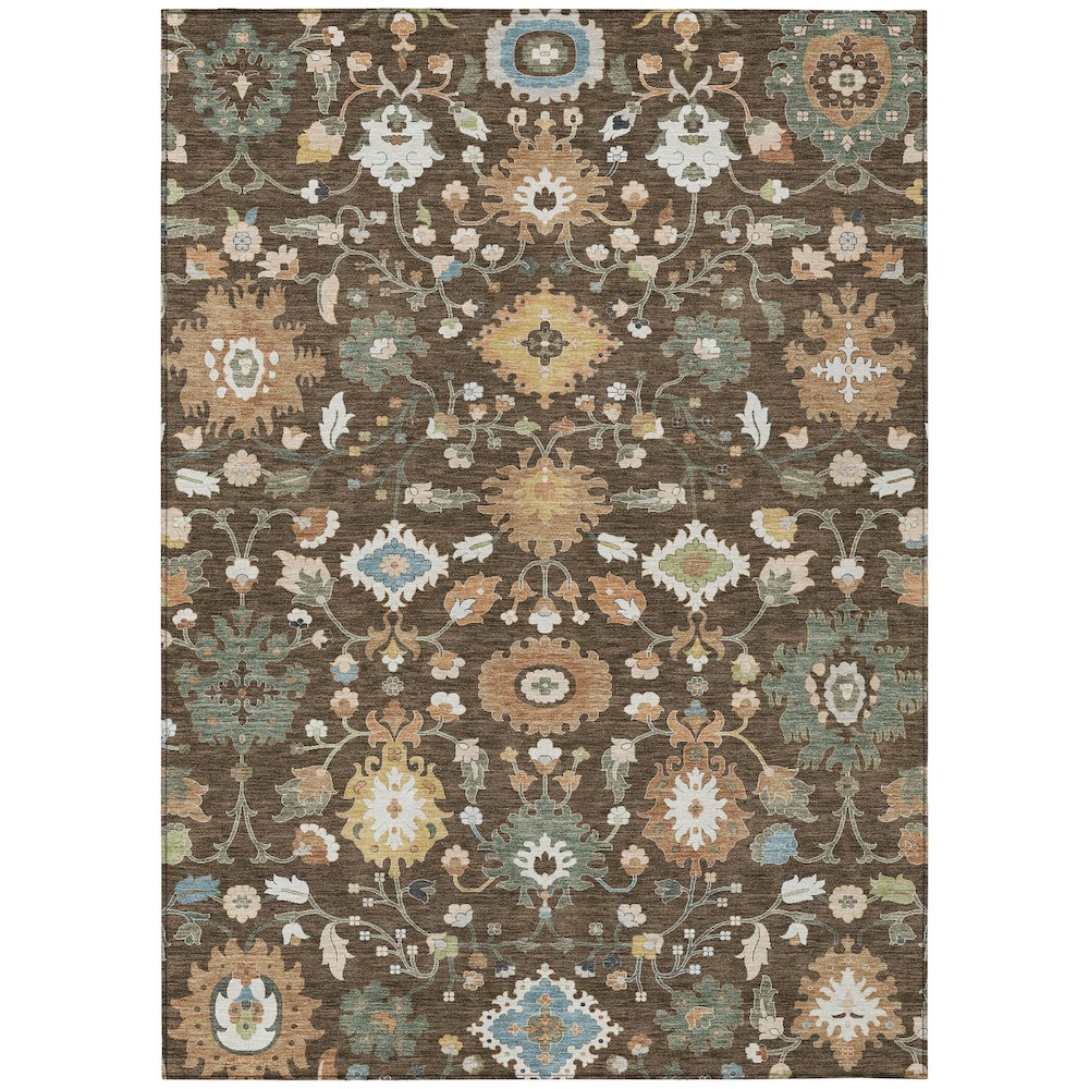 Machine Washable Indoor/Outdoor Chantille ACN2458 Brown 5' x 7'6" Rug. Picture 1