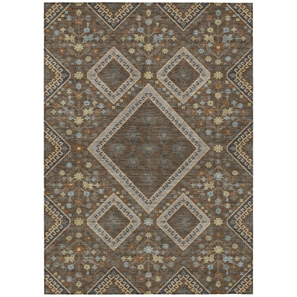 Machine Washable Indoor/Outdoor Chantille ACN2459 Brown 5' x 7'6" Rug. Picture 1