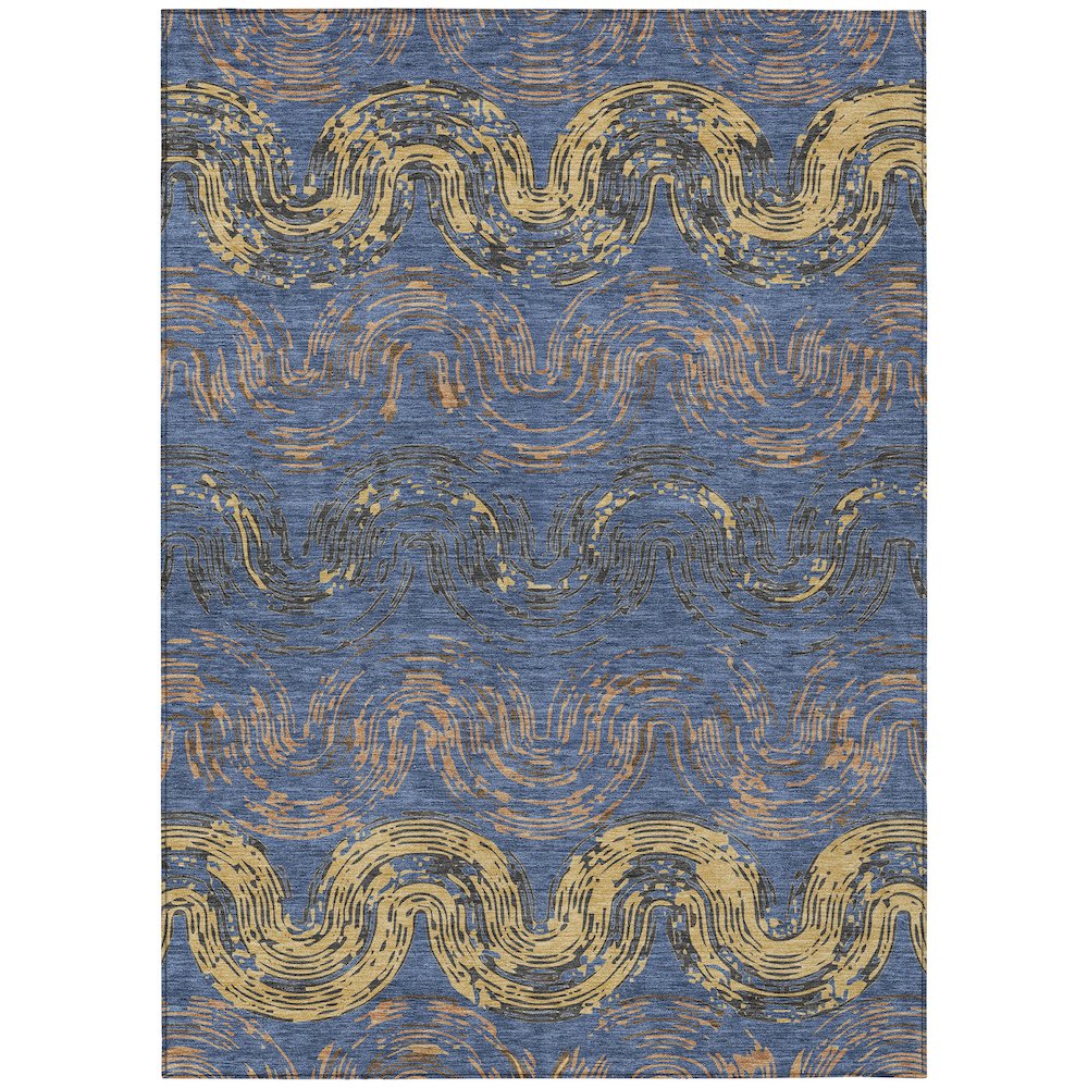 Machine Washable Indoor/Outdoor Chantille ACN2461 Blue 5' x 7'6" Rug. Picture 1