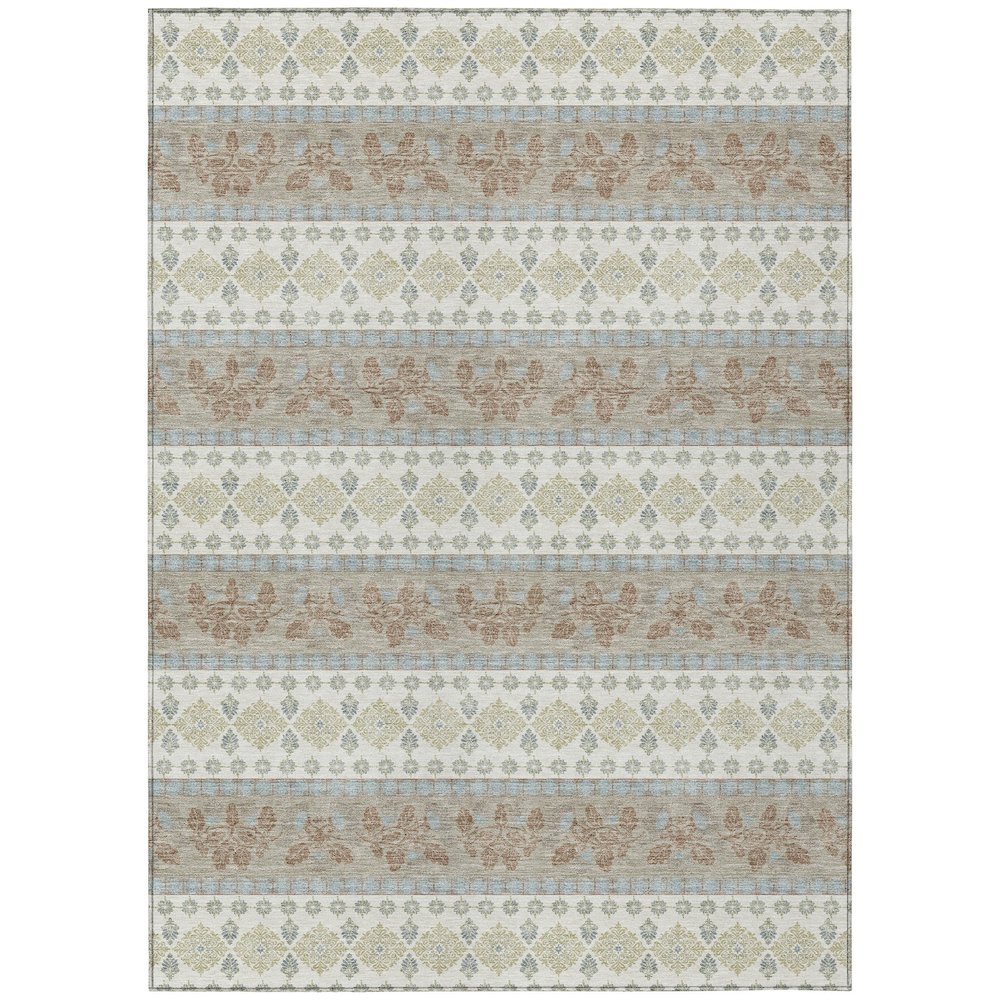 Machine Washable Indoor/Outdoor Chantille ACN2465 Ivory 5' x 7'6" Rug. Picture 1