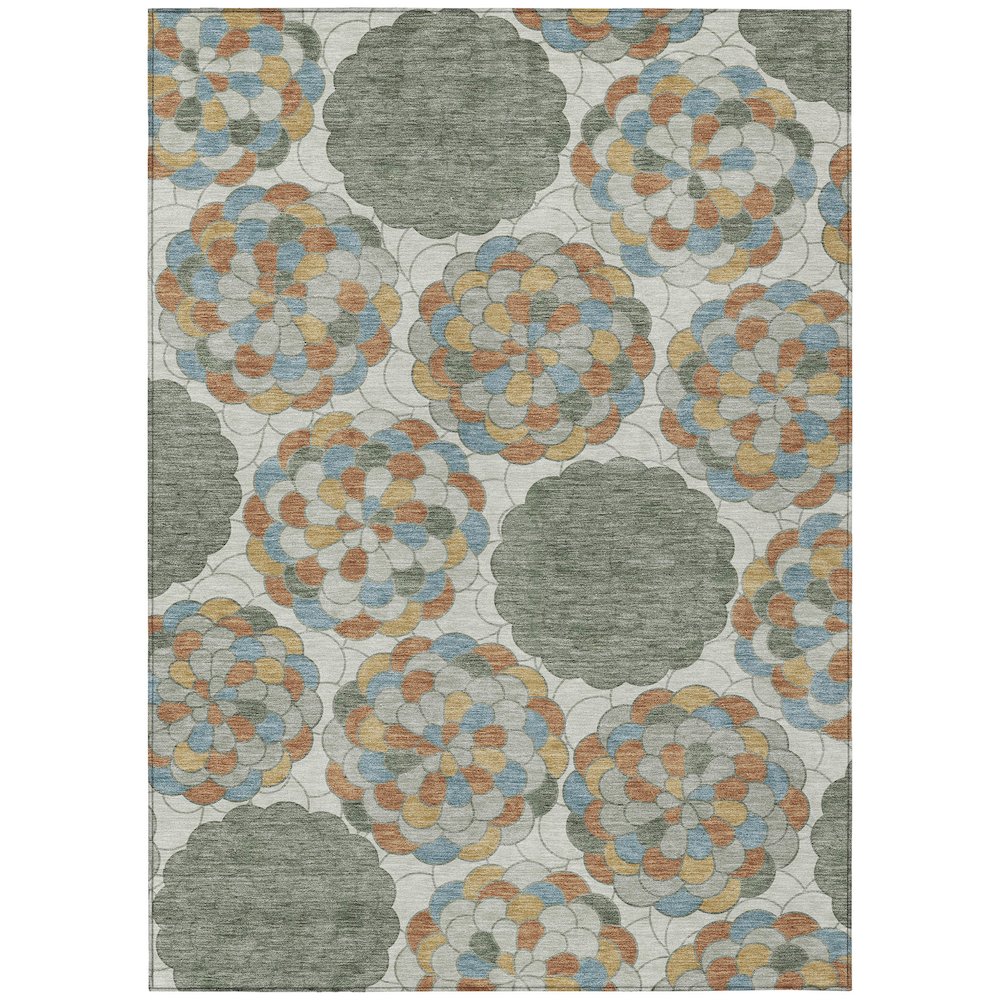 Machine Washable Indoor/Outdoor Chantille ACN2466 Green 5' x 7'6" Rug. Picture 1