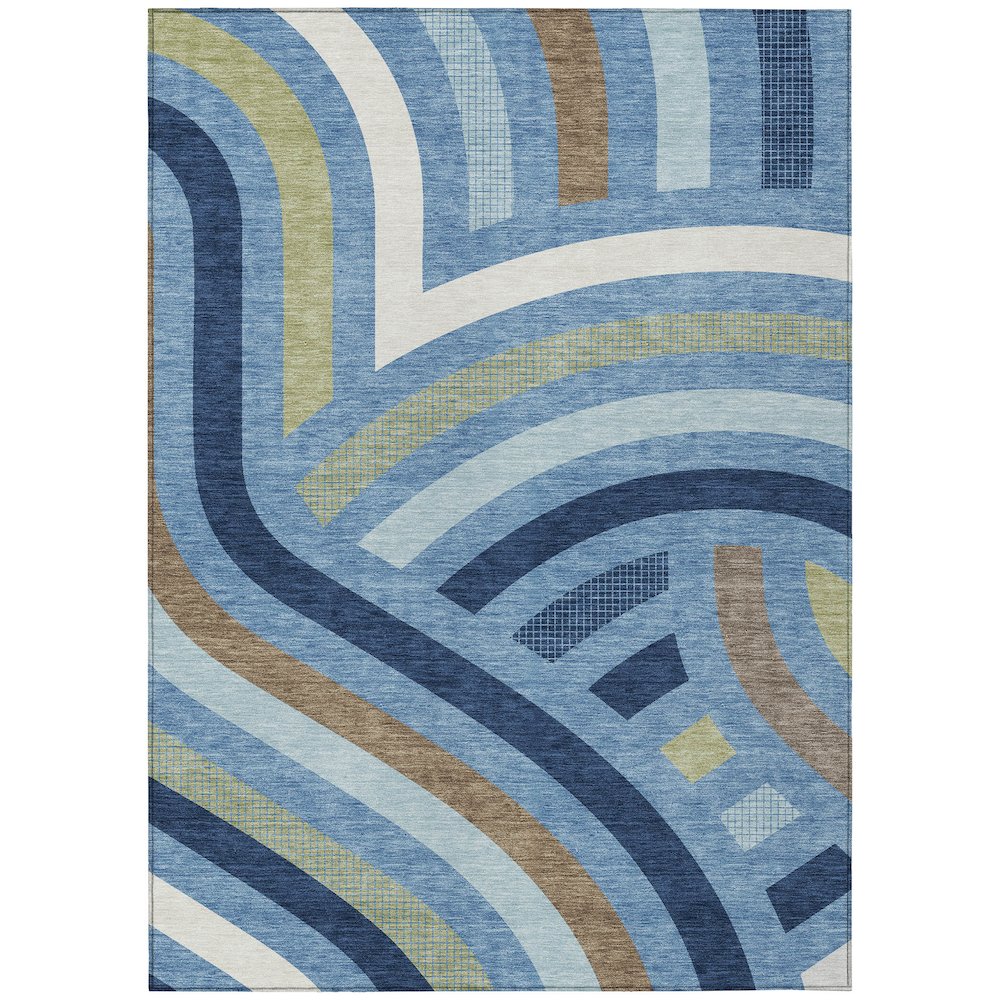 Machine Washable Indoor/Outdoor Chantille ACN2467 Blue 5' x 7'6" Rug. Picture 1