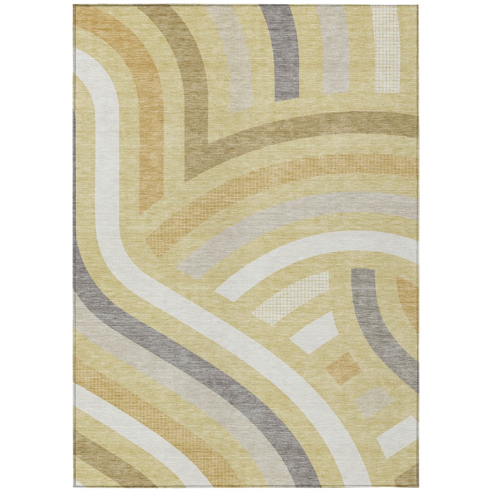 Machine Washable Indoor/Outdoor Chantille ACN2467 Gold 5' x 7'6" Rug. Picture 1