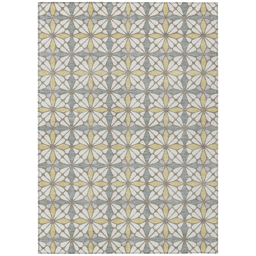 Machine Washable Indoor/Outdoor Chantille ACN2469 Ivory 5' x 7'6" Rug. Picture 1