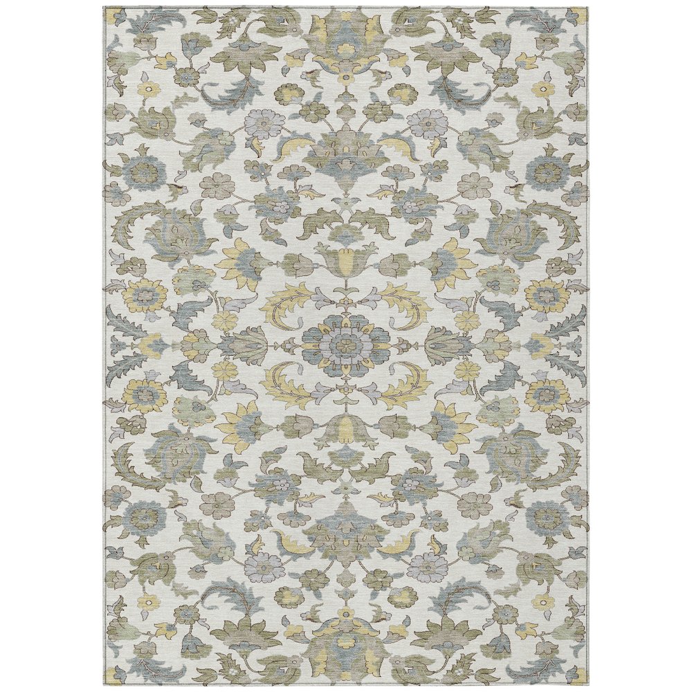 Machine Washable Indoor/Outdoor Chantille ACN2473 Ivory 5' x 7'6" Rug. Picture 1