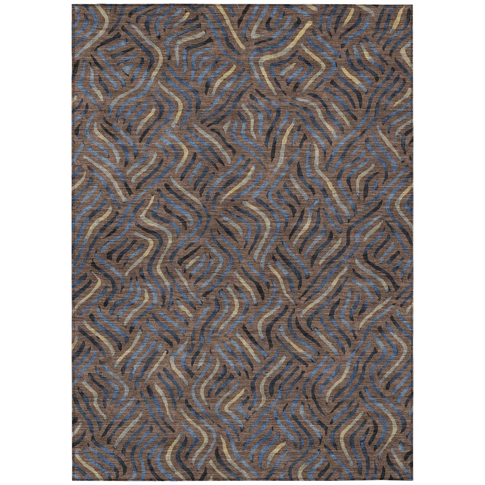 Machine Washable Indoor/Outdoor Chantille ACN2474 Brown 5' x 7'6" Rug. Picture 1