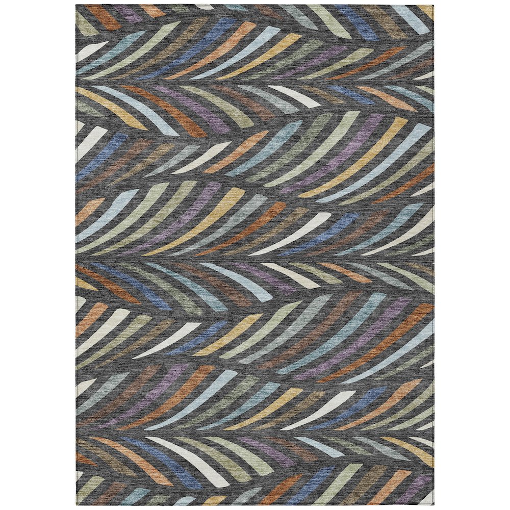 Machine Washable Indoor/Outdoor Chantille ACN2475 Gray 5' x 7'6" Rug. Picture 1